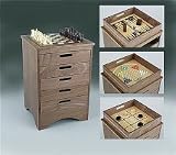 6-In-1 Walnut Wood Pedestal Game Table -