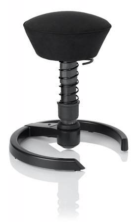 SWOPPER STANDARD 3D-Aktiv-Bürostuhl Hocker Sitzpolster Normal, Farbe schwarz, Federfarbe schwarz, Basis Anthrazit, Fussring mit Filzgleiter, Feder SMALL 40 - 80 kg (SWOPS10FSML)