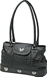 Black Leather Purse with Embossed Alligator Design and Heart Conchos