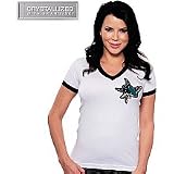 Majestic Threads San Jose Sharks Women's V-Neck Ringer T-Shirt With Swarovski Crystals Extra Large