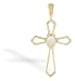 14K Yellow Gold Genuine Round Opal Cross Pendant