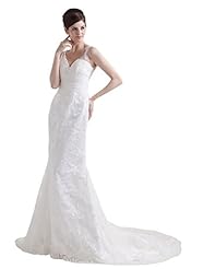 V-neck Mermaid Natural   Waistline Lace Floor Length  Dress