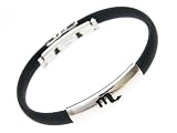 Horoscope Zodiac Signs Scorpio Bracelet. Stainless Steel Scorpio on Super Black Silicon Band Jelly Bracelet
