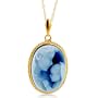 14K Yellow Gold Framed Agate Cameo Mother Holding Baby Pendant w/chain 18"