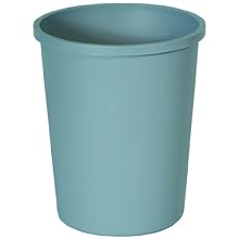Rubbermaid Commercial Plastic 11-Gallon Untouchable Trash Can, Round, 15.75" Diameter x 18.75" Height, Gray