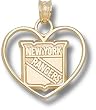 New York Rangers Shield Logo Heart Charm/Pendant -14K/10K, Stainless Steel or Gold Plated