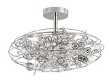 IMAGE OF Trans Globe MDN-1011 Eight Light Caged Semi-Flush Mount, Polished Chrome Finish with Clear Crystal