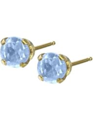 Genuine 0.18tcw 3mm Aquamarine 14 Karat Yellow Gold Baby Earrings