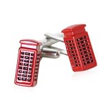 British Red Telephone Box Silver Cufflinks with Presentation Box