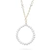 16" 14k Yellow Gold Cultured Freshwater Pearl Circle Drop Necklace