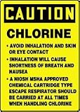 31v5W0VTxeL. SL160  CAUTION CHLORINE AVOID INHALATION AND SKIN OR EYE CONTACT INHALATION WILL CAUSE SHORTNESS OF BREATH AND NAUSEA A NIOSH MSHA APPROVED CHEMICAL CARTRIDGE TYPE ESCAPE RESPIRATOR SHOULD BE CARRIED AT ALL TIMES WHEN HANDLING CHLORINE 14 x 10 Plastic Si