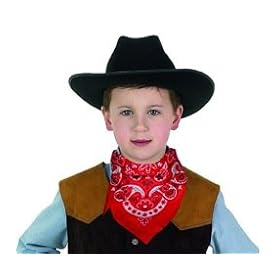 Instant Child Cowboy - Black Child Cowboy Hat and Red Bandanna