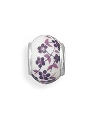 MMA Silver - Purple Flower Ceramic Bead