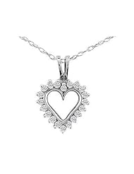 1/2ct Perfect Diamond Heart Pendant In White Gold With Free 18" Necklace