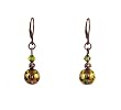 Earrings - E191 - Crystal and Copper Plated Polka Dot Glass Beads ~ Olivine (Olive Green)