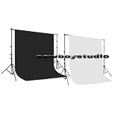 CowboyStudio 5' X 10' Black & White Muslin Backdrops with Support System and Carry Bag