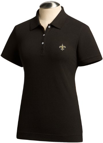 NFL New Orleans Saints Women's Ace Polo, Black, Small