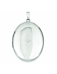 Genuine .925 Sterling Silver & Diamond Polished 34mm Oval Locket 8.3 Grams. 100% Satisfaction Guaranteed.