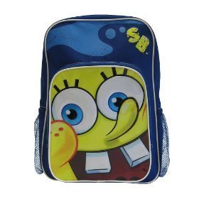 Nickelodeon's SpongeBob Square Pants Backpack; Childrens Large Sized Blue Sponge Bob School Bag for Kids (Great Gift for Kids)