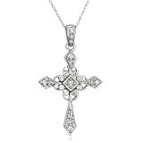 10k White Gold Diamond Cross Pendant (1 3 cttw, I-J Color, I3 Clarity)