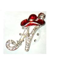 Apparel: Red Hat Society Rhinestone Initial "N" Pin