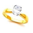 18K Yellow Gold and Platinum Oval Cut Diamond Solitaire Engagement Ring - 1.00 Ct.