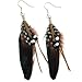 Natural Pheasant Feather w/ Black Dangling Feather title=
