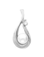 Platinum White Akoya Cultured Pearl and Diamond Pendant -- LIFETIME WARRANTY