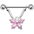 Sterling Silver 925 Pink Cubic Zirconia Butterfly Nipple Shield