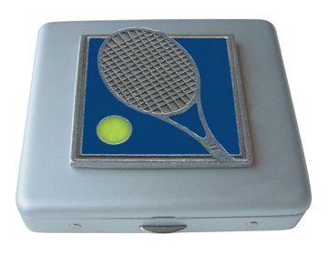 Blue Tennis Racket Mirror Pill Box