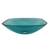 Elements of Design EVSQFG4 Designer Fauceture Square Tempered Glass Bathroom Vessel, Emerald Green