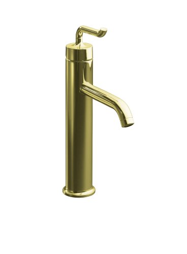 KOHLER K-14404-4-AF Purist Tall Single Control Lavatory Faucet with Smile Design Handle, Vibrant French Gold