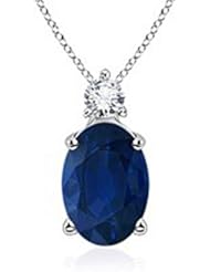 .67 Carats Oval Sapphire Pendant Necklace with Diamond in Gold (Extra 10% OFF on using Code ANGARAAM)