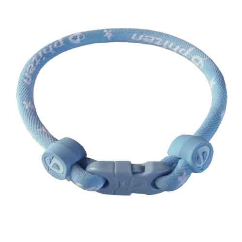 Phiten Custom Titanium Star Bracelet with Light Blue with Light Blue Clasp and Light Blue Trim 7″