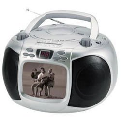 Supersonic FC-9800 5 inch B/W Screen Portable Television Display AM/FM Radio Tuner CD Player