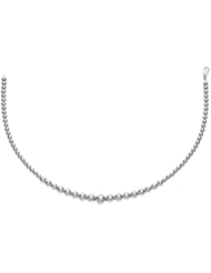 Rhodium Plated 18 Inch Round Bead Necklace with Lobster Clasp in 925 Sterling Silver