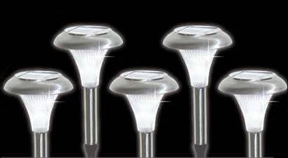 Childrens Toyshop  Electronics : Hyundai 10 Pack Stainless Steel Solar Garden Lights HY-7048