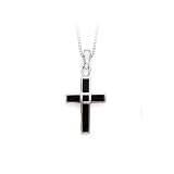Sterling Silver and Black Onyx Cross Pendant with Chain