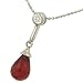 Ladies Garnet Briolette Pendant with Bezel Set Diamond Accent on Beaded Chain Diamond .03cttw