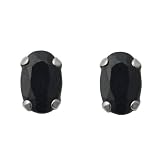 14k White Gold 6x4mm Oval Sapphire Stud Earrings