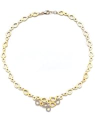 I. Reiss 14K Gold Tear-Drop Link Necklace, Set with Diamonds.