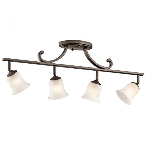 Kichler Lighting 7706OZ Wellington Square 4LT Directional Rail Fixture, Old Bronze Finish with Satin Etched glass shades On Sale