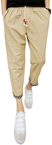 Azbro Men's Solid 5 Colors Drawstring Linen Harem Pants