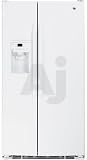 Review GE  / GE GSF25XGWWW 25.4 cu. ft. Side-by-Side Refrigerator with 3 Glass Shelves, Clear Gallon Door Storage, 2-Stack Drawer System and External Ice/Water Dispenser: White