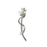 Sterling Silver Single Stem Satin Rose Pin