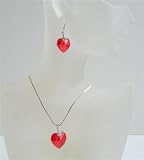 31v7VDGz1EL. SL160  Lite Swarovski Siam Red Crystals Heart & Earrings Genuine Swarovski Crystals Heart