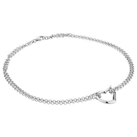 Two-Strand Open Heart 10 inch Anklet in 14K White Gold by MyJewelryBox.com