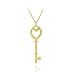 18K Gold over Sterling Silver Designer Inspired Polished Open Heart Key Pendant