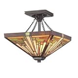 Quoizel TF885SVB Stephen Small Semi Flush Mount Tiffany Lamp 2 Light and 248 Pieces of Tiffany Glass, Vintage Bronze 31v7r6YlbbL. SL160 Quoizel TF885SVB Stephen Small Semi Flush Mount Tiffany Lamp 2 Light and 248 Pieces of Tiffany Glass, Vintage Bronze