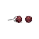 14K White Gold Round Garnet Stud Earrings (4 mm .60ct tw)